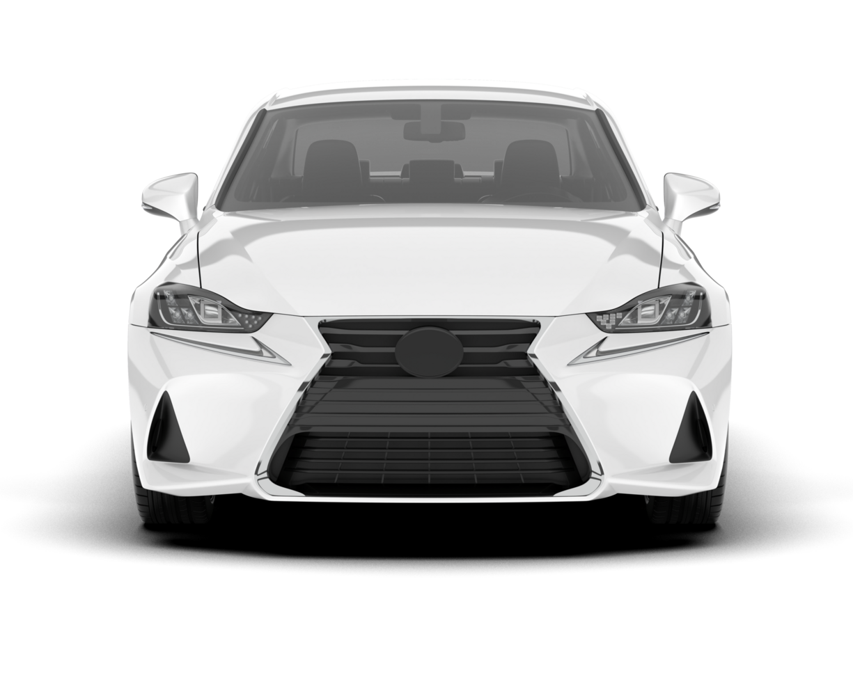 White city car isolated on transparent background. 3d rendering - illustration png