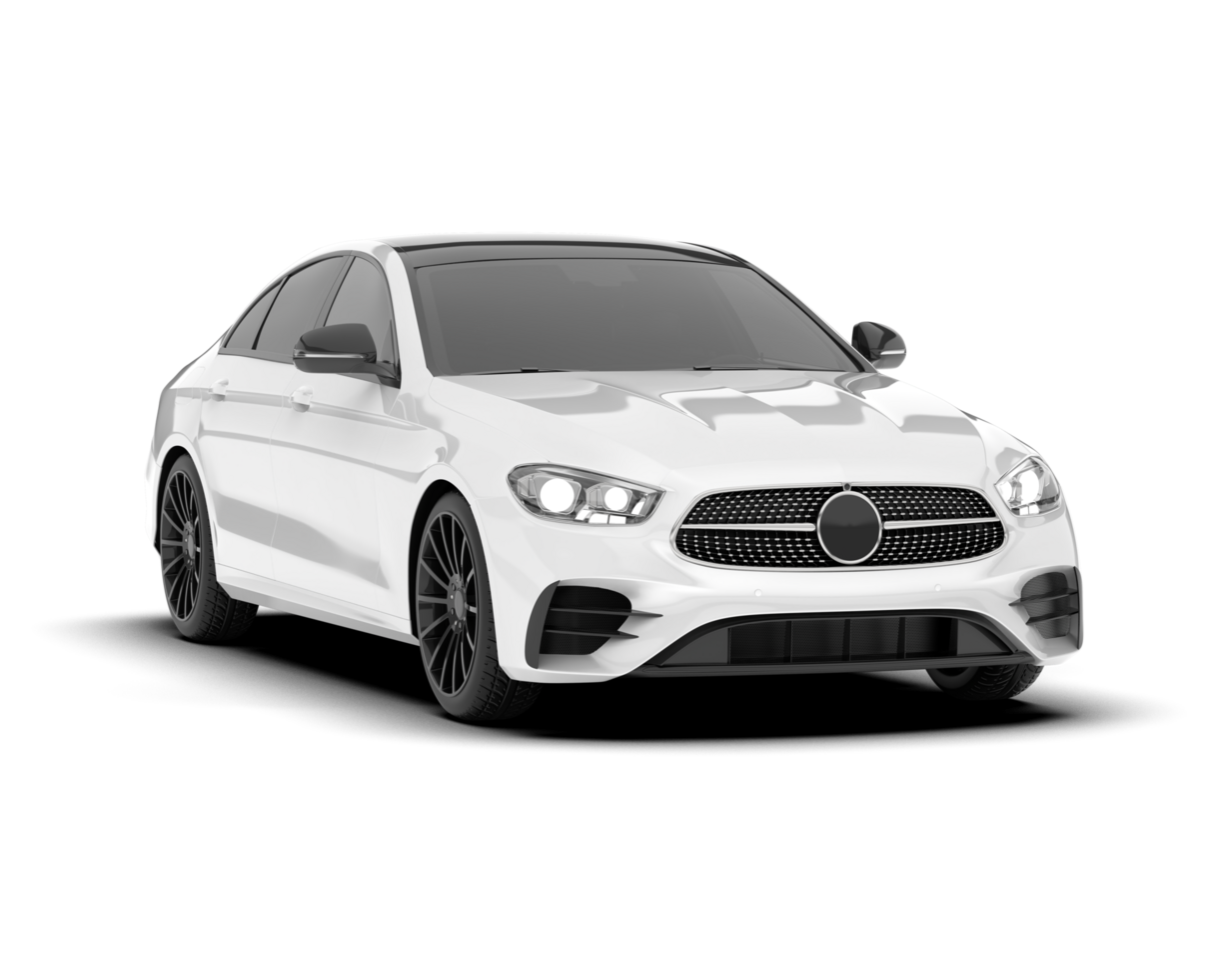 White city car isolated on transparent background. 3d rendering - illustration png