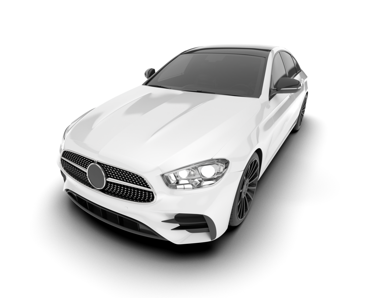 White city car isolated on transparent background. 3d rendering - illustration png
