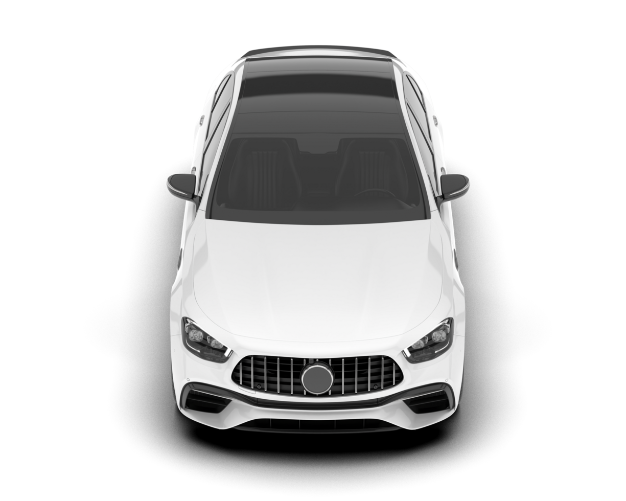 White city car isolated on transparent background. 3d rendering - illustration png