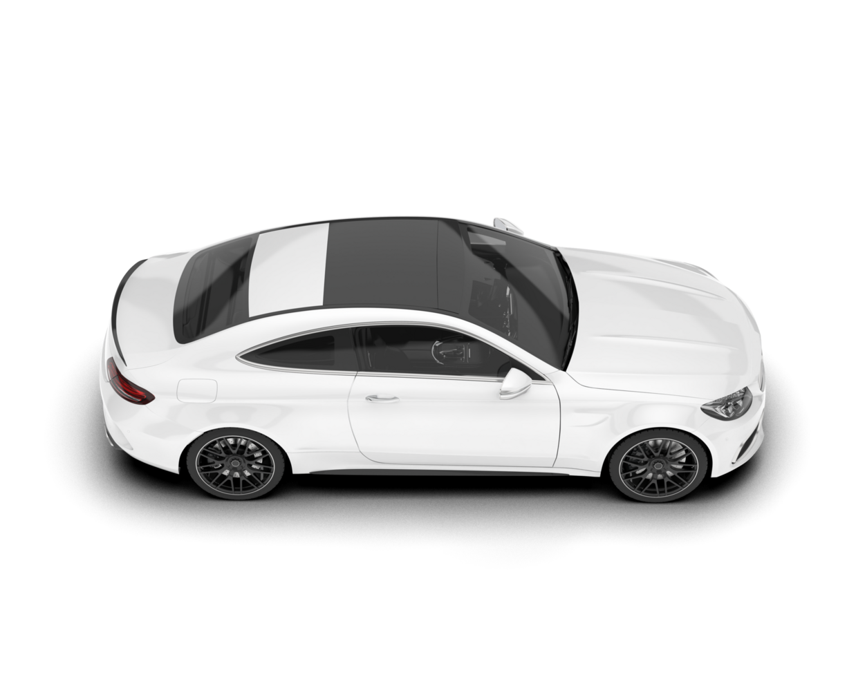 White city car isolated on transparent background. 3d rendering - illustration png