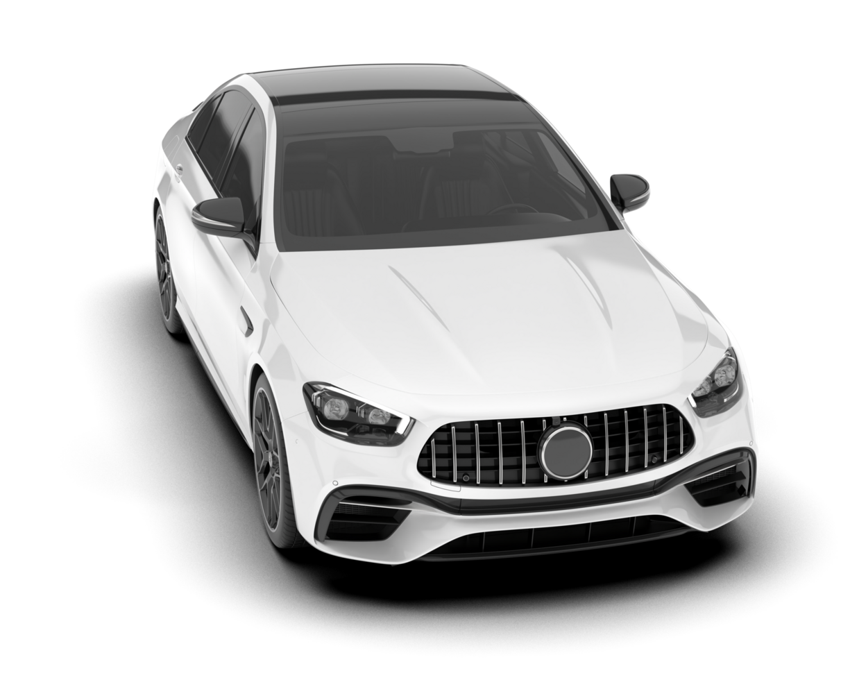 White city car isolated on transparent background. 3d rendering - illustration png