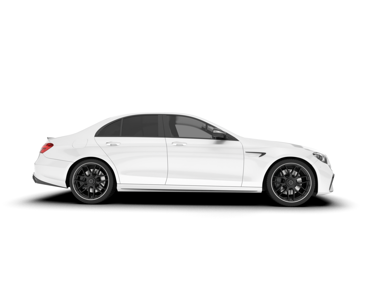 White city car isolated on transparent background. 3d rendering - illustration png