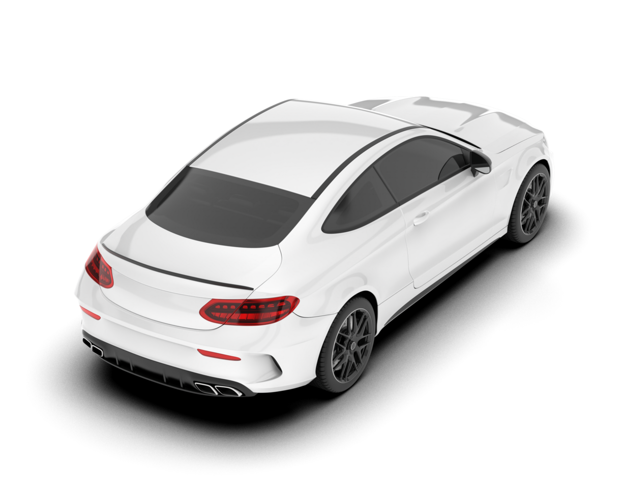 White city car isolated on transparent background. 3d rendering - illustration png