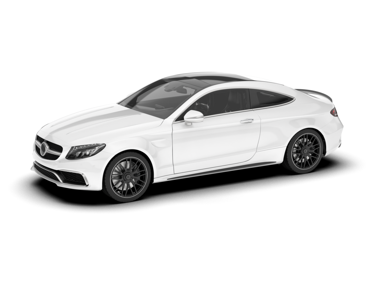 White city car isolated on transparent background. 3d rendering - illustration png