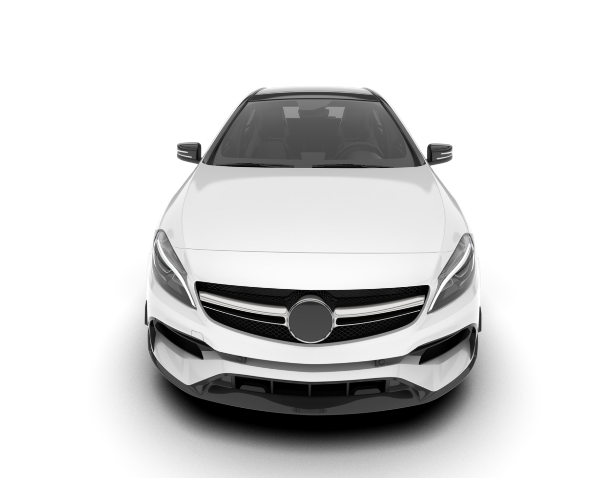 White city car isolated on transparent background. 3d rendering - illustration png