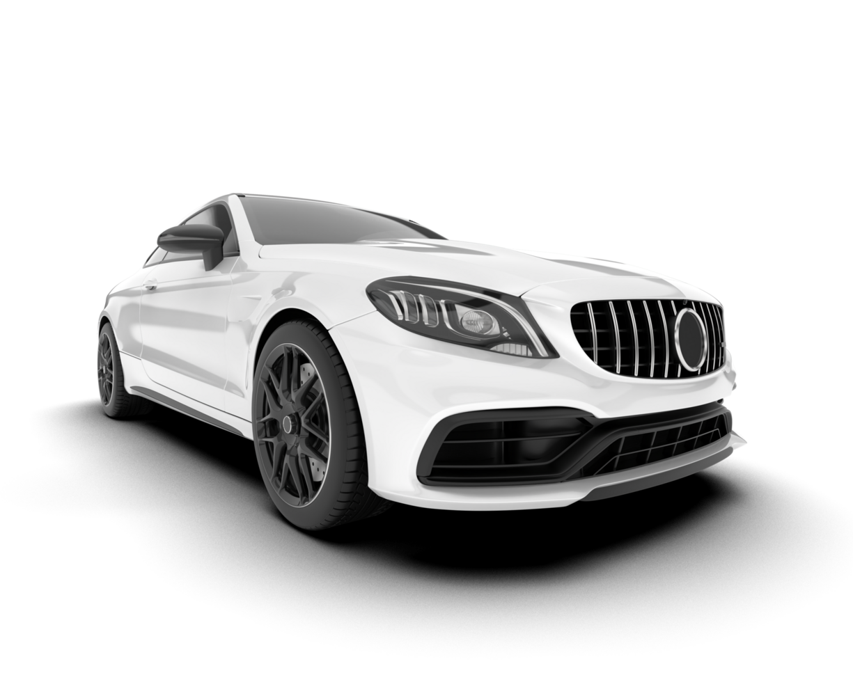 White city car isolated on transparent background. 3d rendering - illustration png