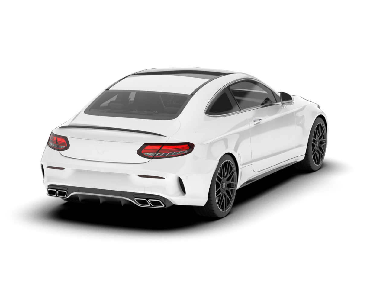 White city car isolated on transparent background. 3d rendering - illustration png