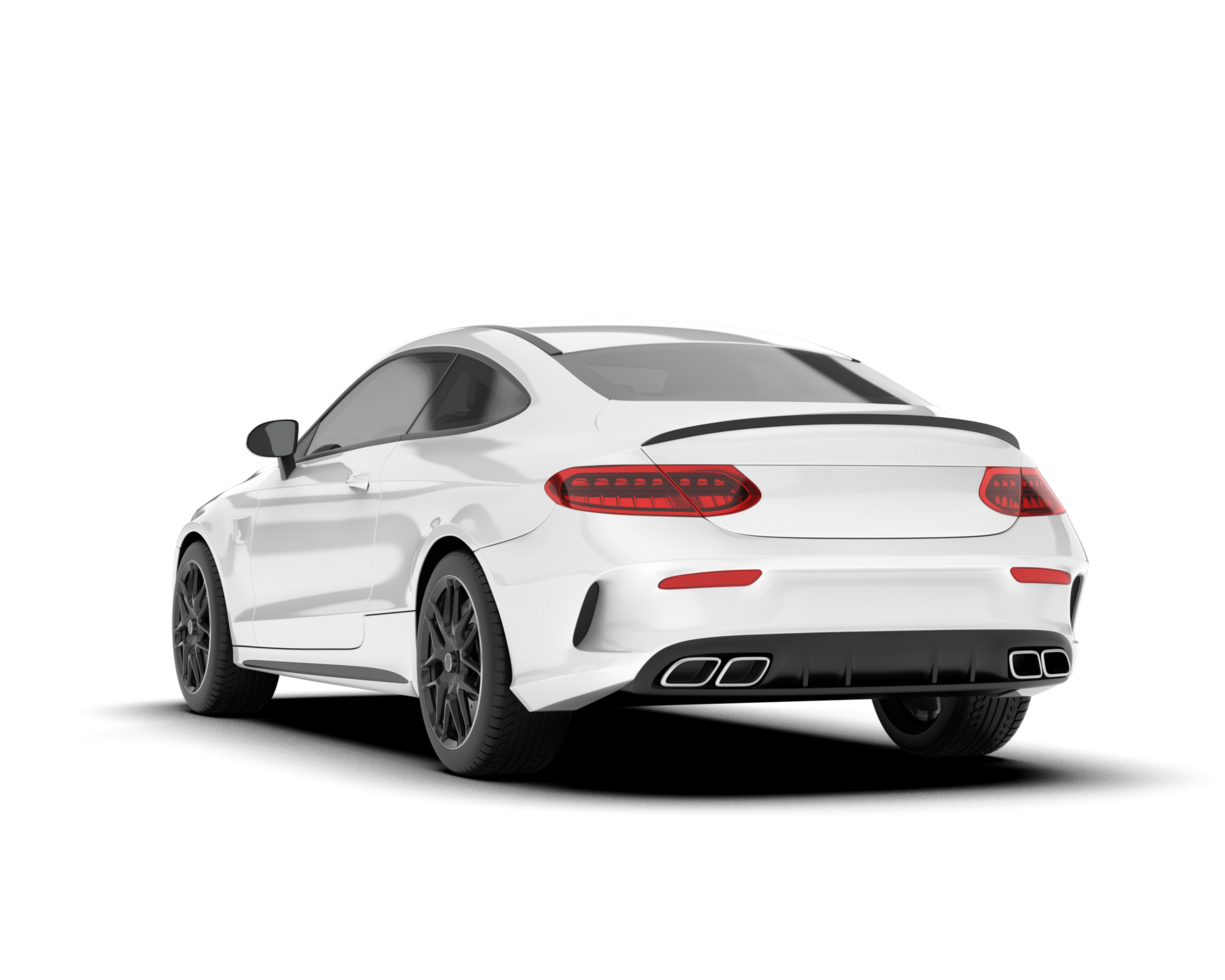 White city car isolated on transparent background. 3d rendering - illustration png