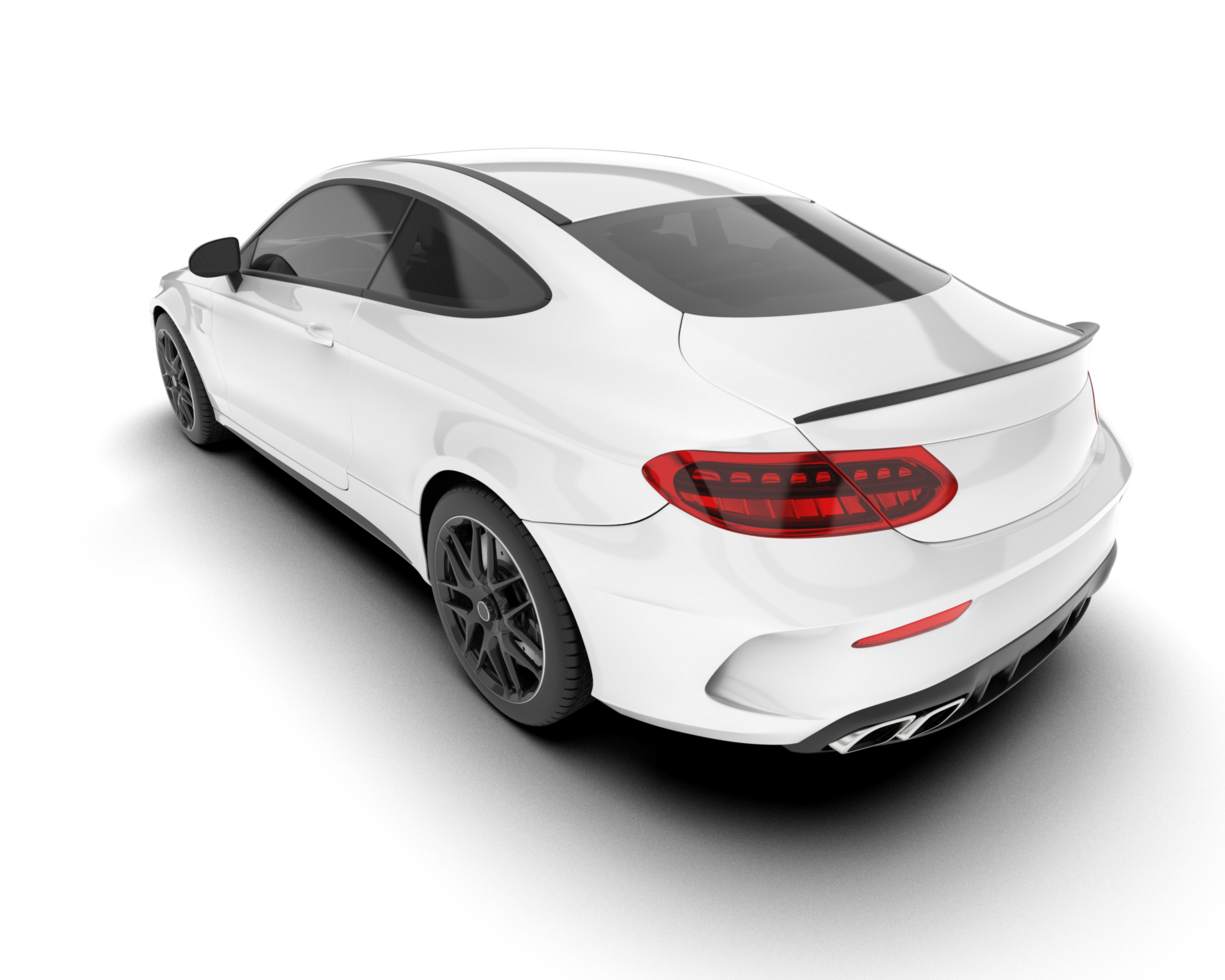 White city car isolated on transparent background. 3d rendering - illustration png