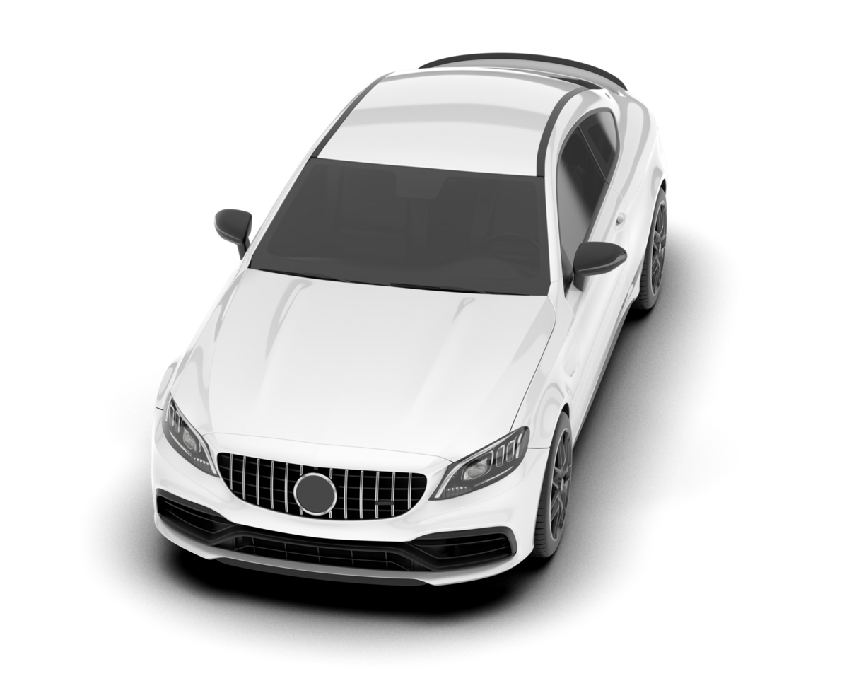 White city car isolated on transparent background. 3d rendering - illustration png