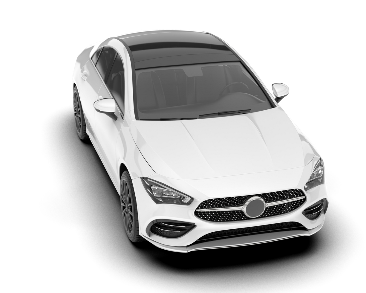 White city car isolated on transparent background. 3d rendering - illustration png