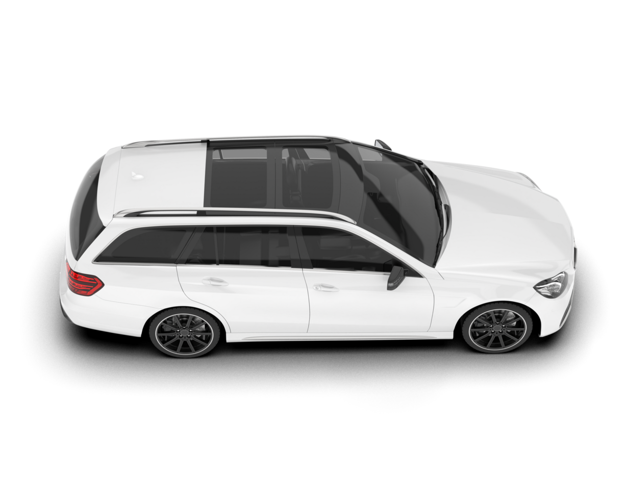 White city car isolated on transparent background. 3d rendering - illustration png