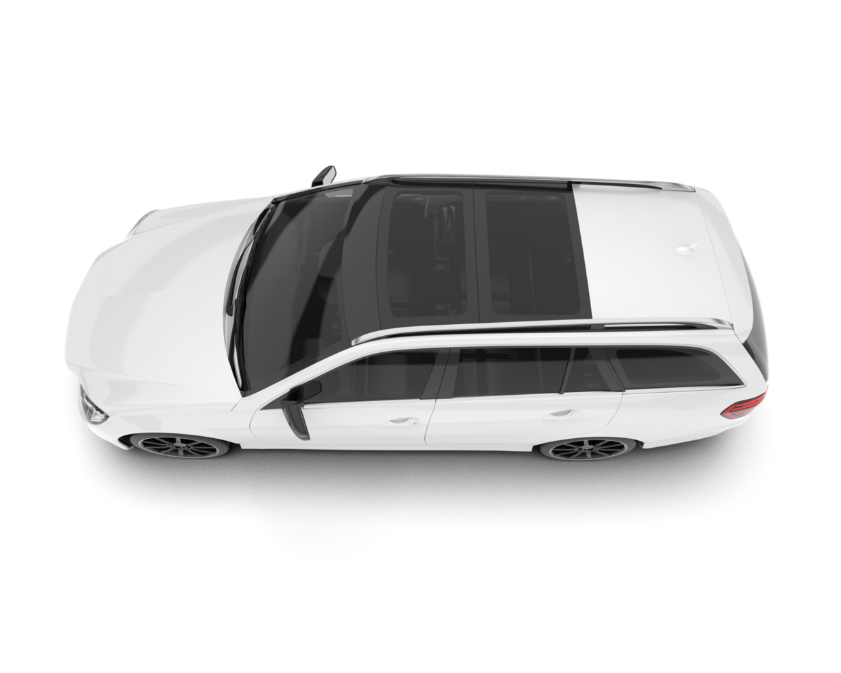 White city car isolated on transparent background. 3d rendering - illustration png