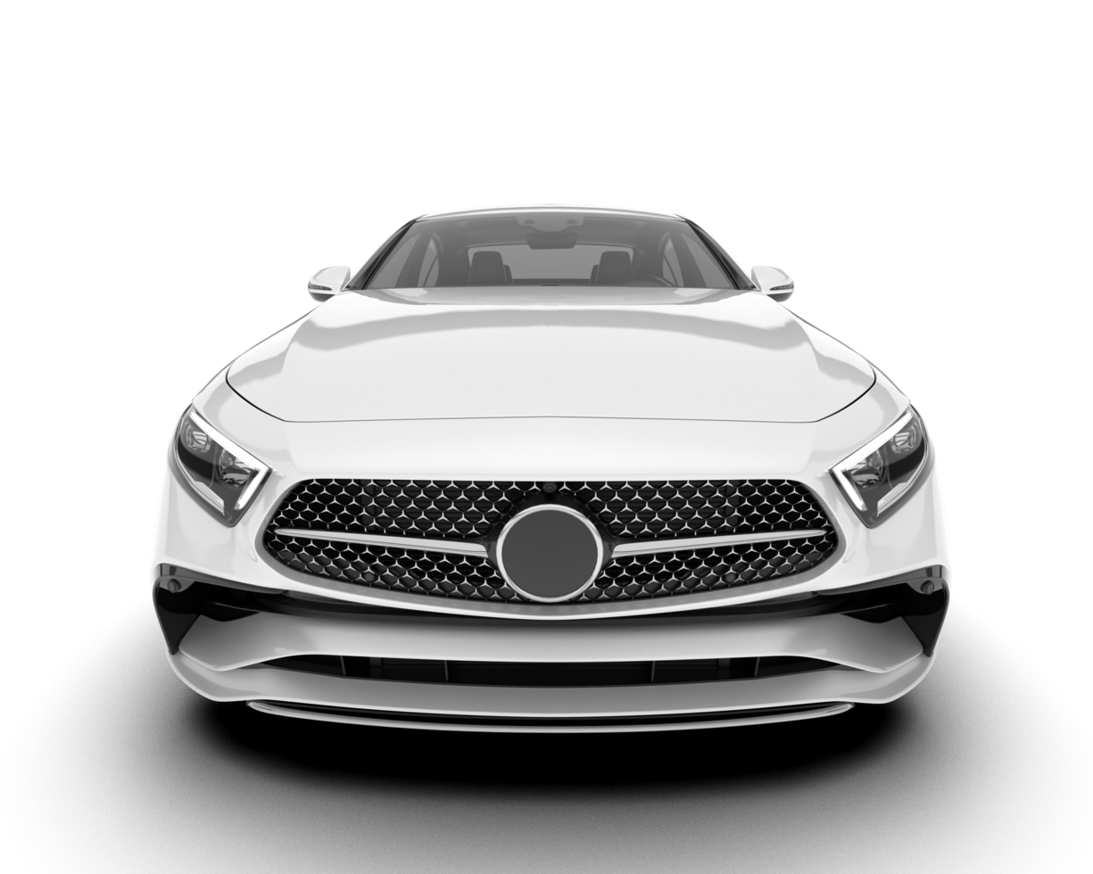 White city car isolated on transparent background. 3d rendering - illustration png