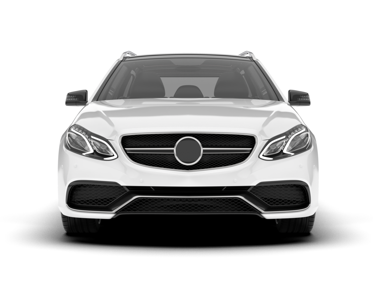 White city car isolated on transparent background. 3d rendering - illustration png