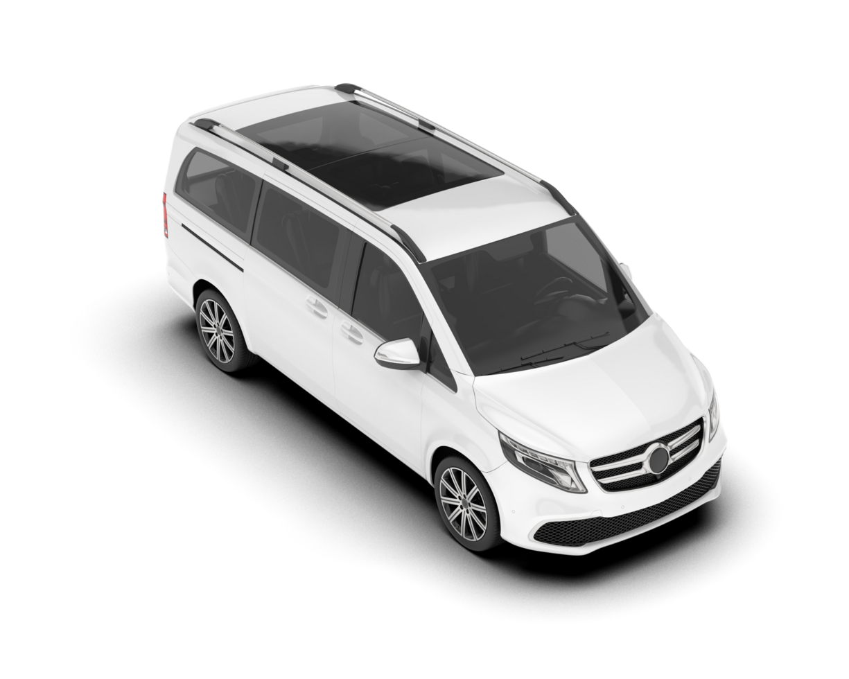 White city car isolated on transparent background. 3d rendering - illustration png