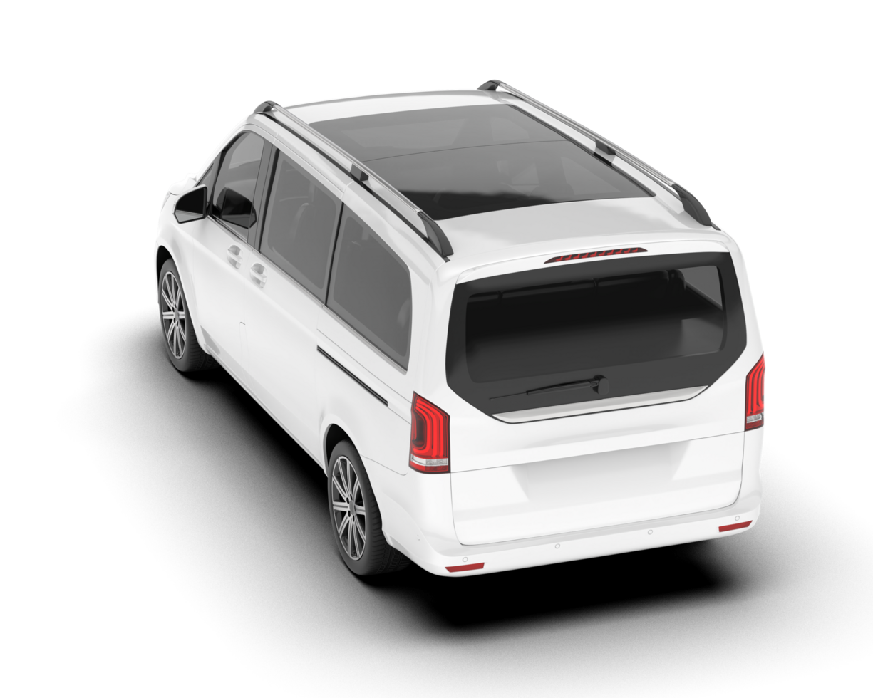 White city car isolated on transparent background. 3d rendering - illustration png