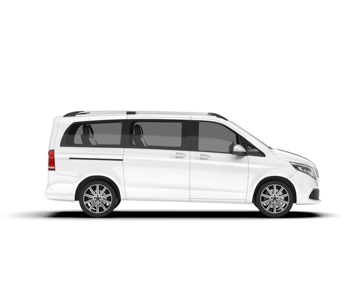 White city car isolated on transparent background. 3d rendering - illustration png