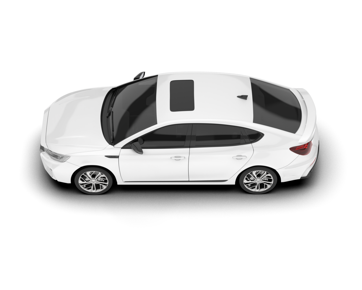 White city car isolated on transparent background. 3d rendering - illustration png