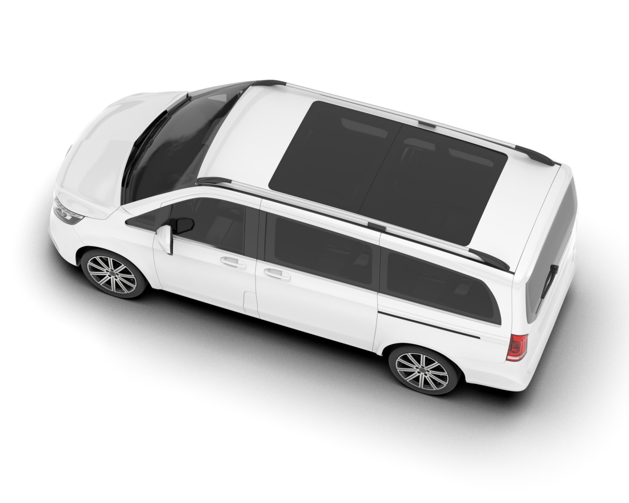 White city car isolated on transparent background. 3d rendering - illustration png