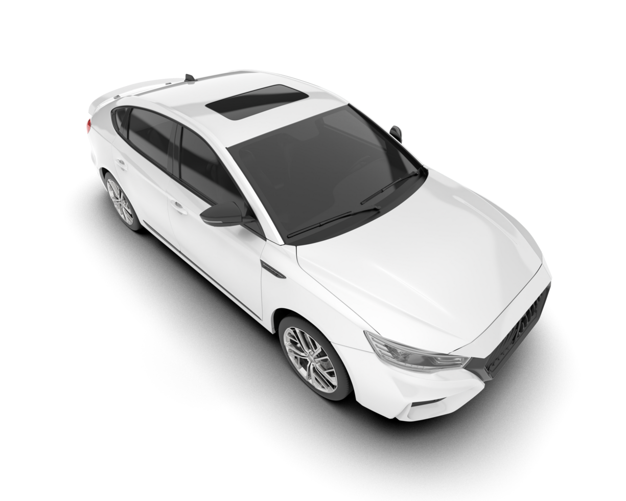 White city car isolated on transparent background. 3d rendering - illustration png