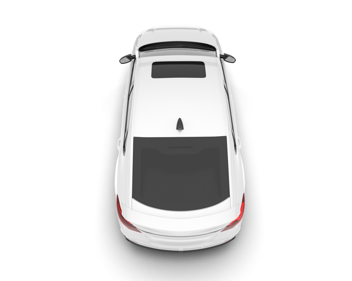 White city car isolated on transparent background. 3d rendering - illustration png