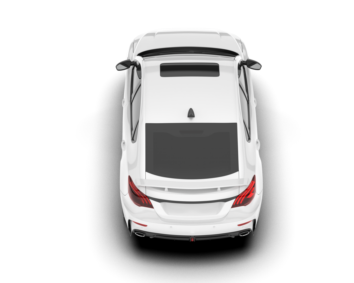 White city car isolated on transparent background. 3d rendering - illustration png