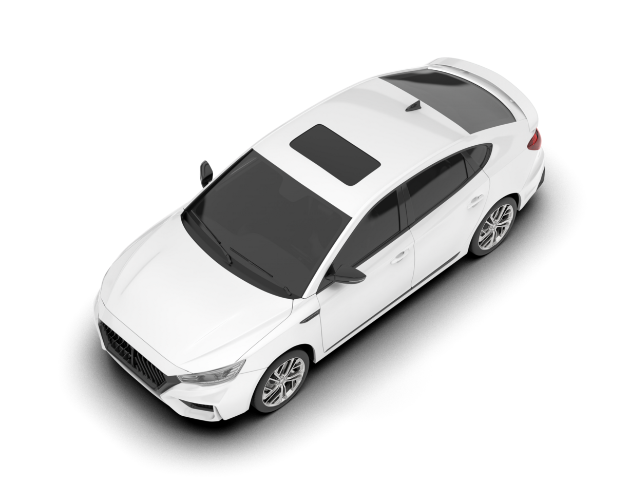 White city car isolated on transparent background. 3d rendering - illustration png