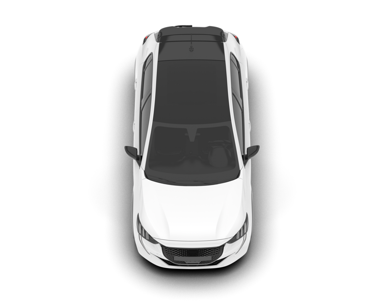 White city car isolated on transparent background. 3d rendering - illustration png
