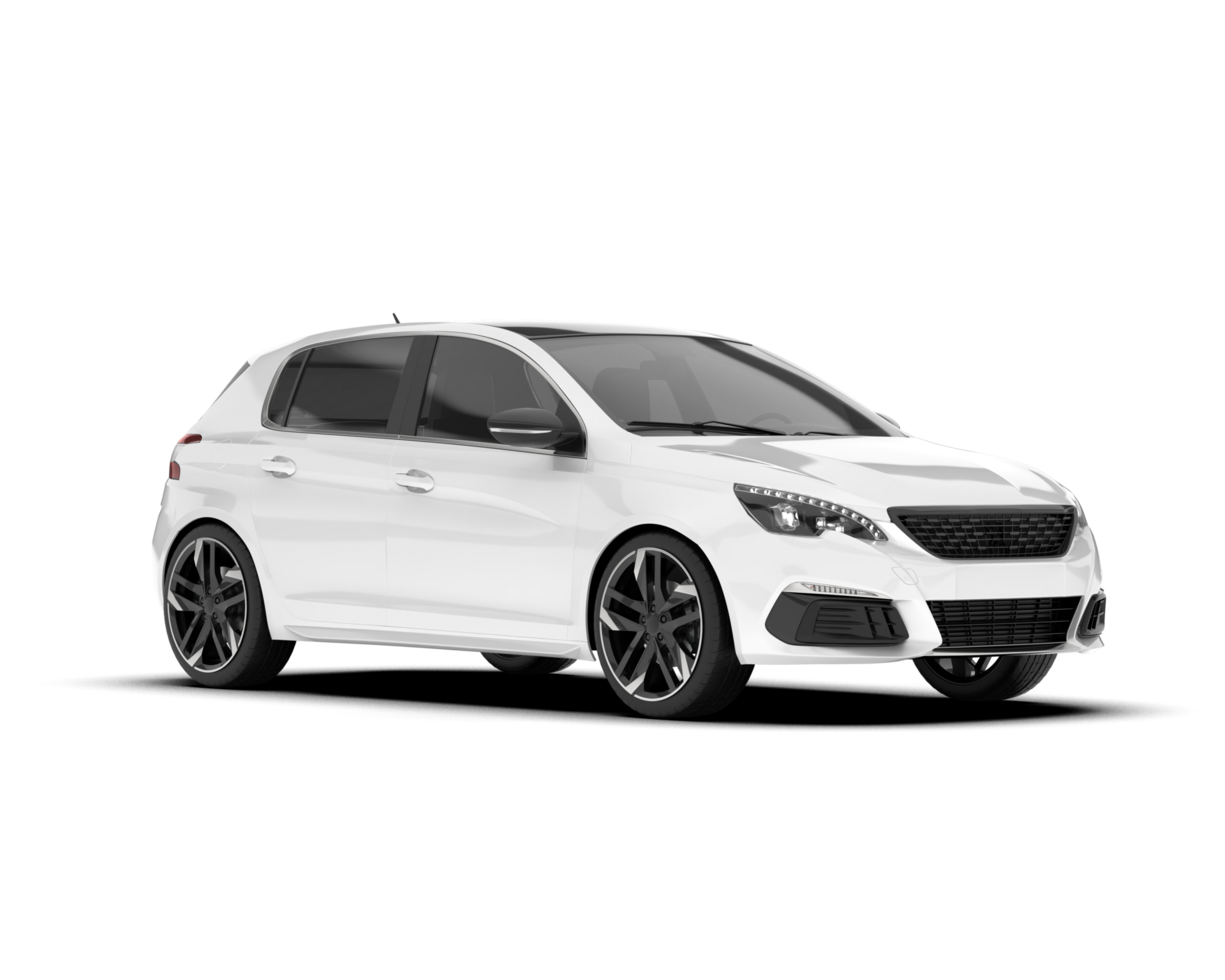 White city car isolated on transparent background. 3d rendering - illustration png