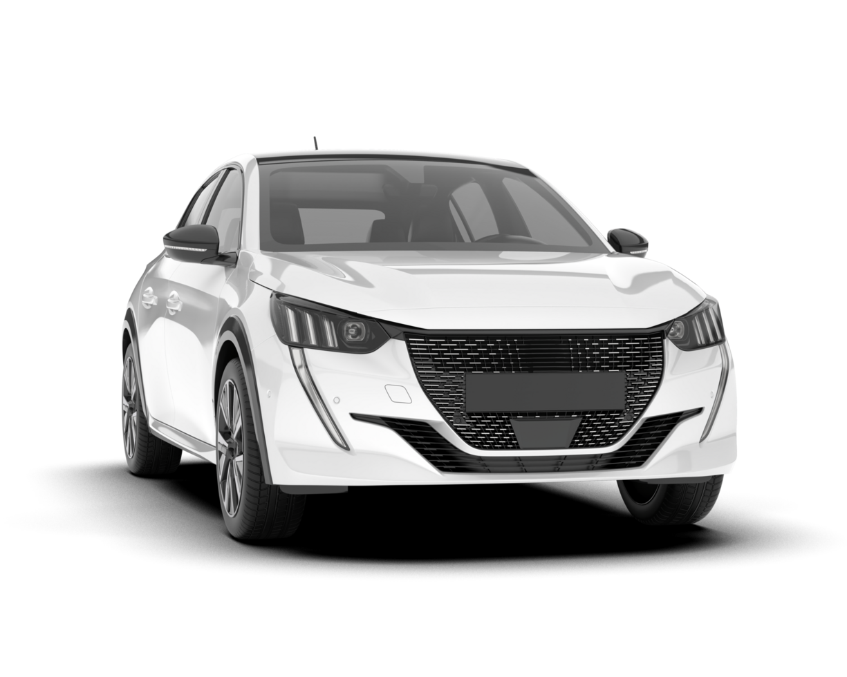 White city car isolated on transparent background. 3d rendering - illustration png