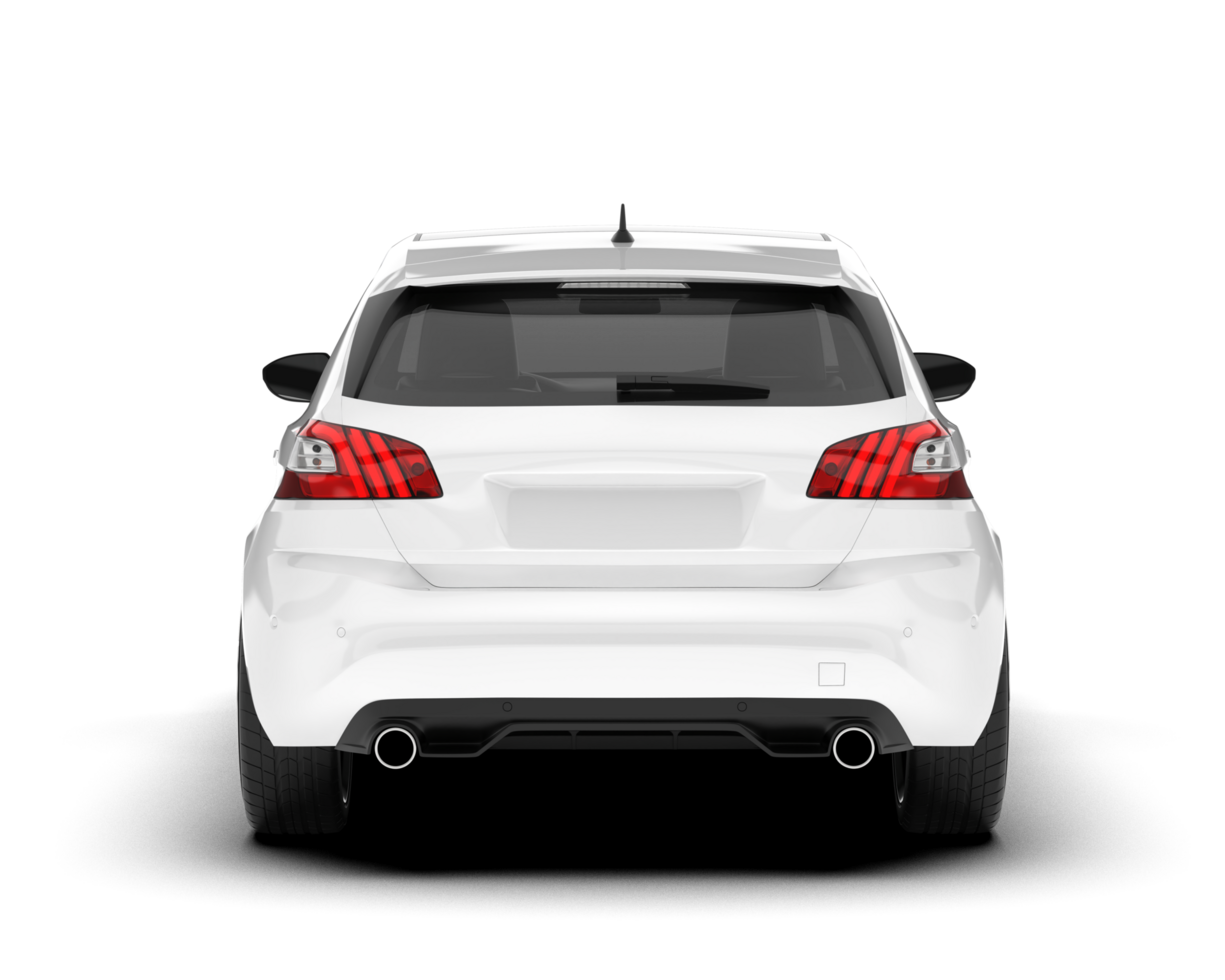 White city car isolated on transparent background. 3d rendering - illustration png