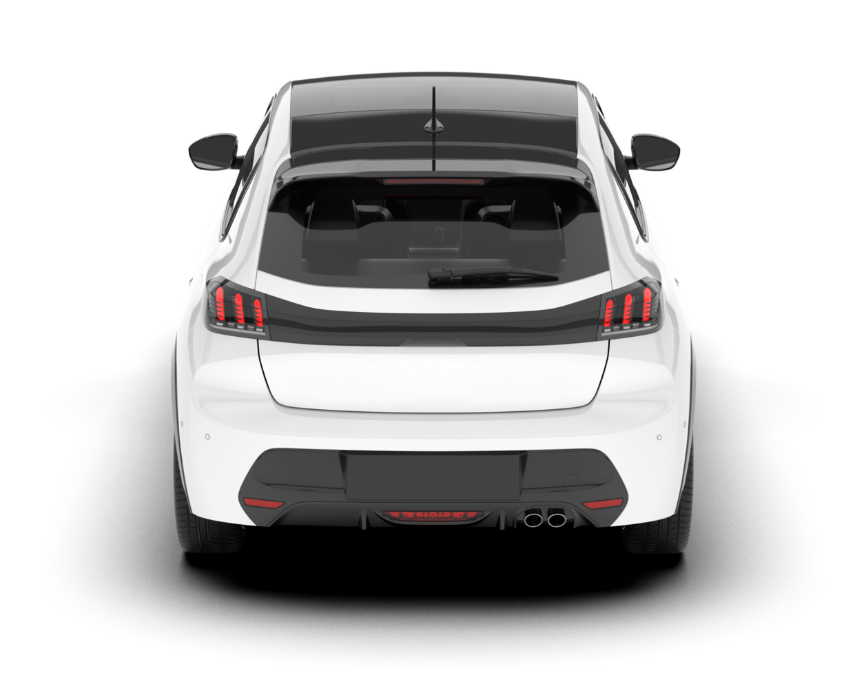 White city car isolated on transparent background. 3d rendering - illustration png