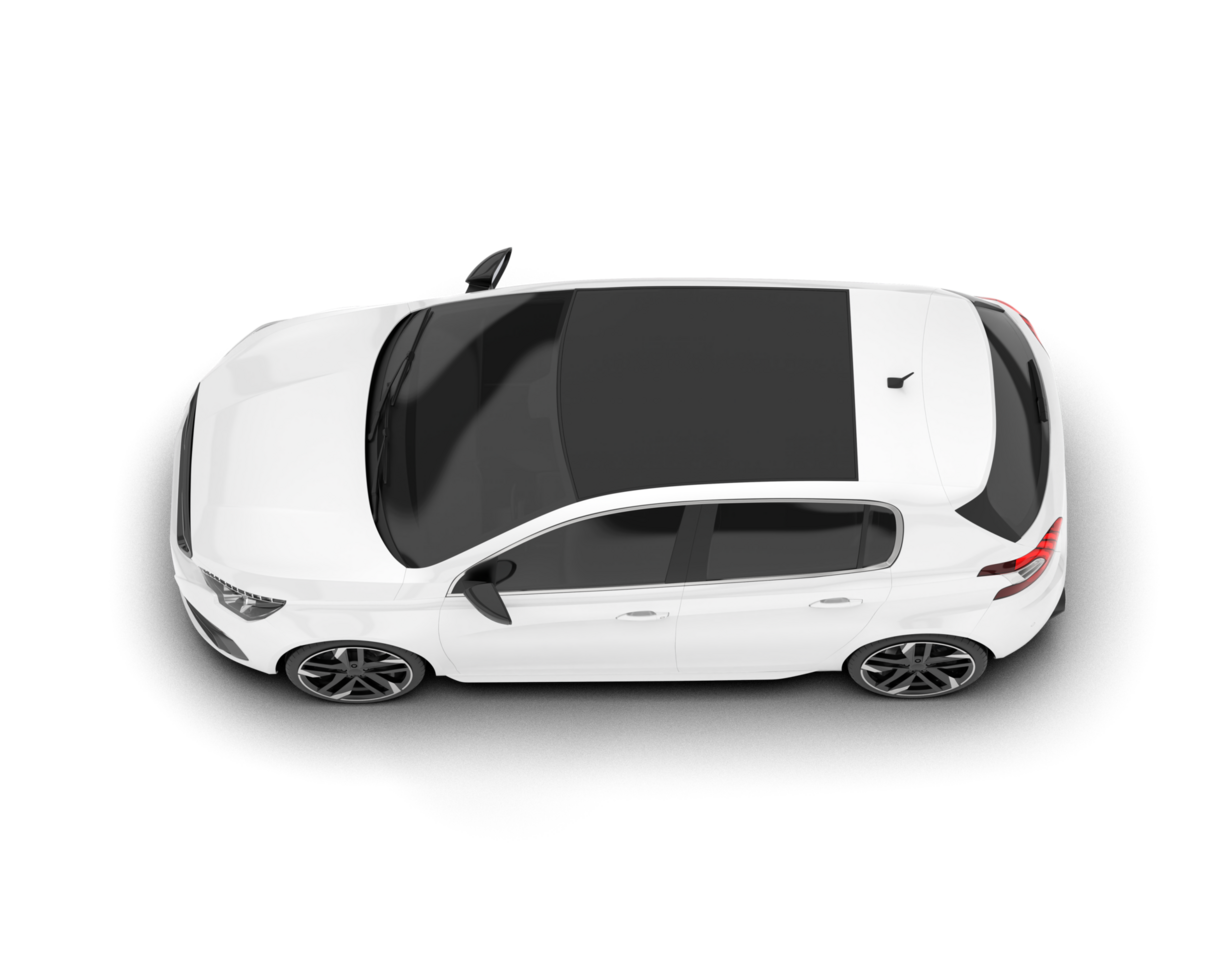 White city car isolated on transparent background. 3d rendering - illustration png