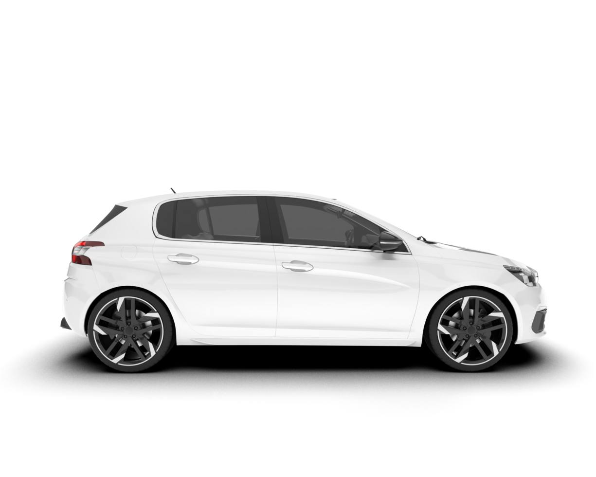 White city car isolated on transparent background. 3d rendering - illustration png