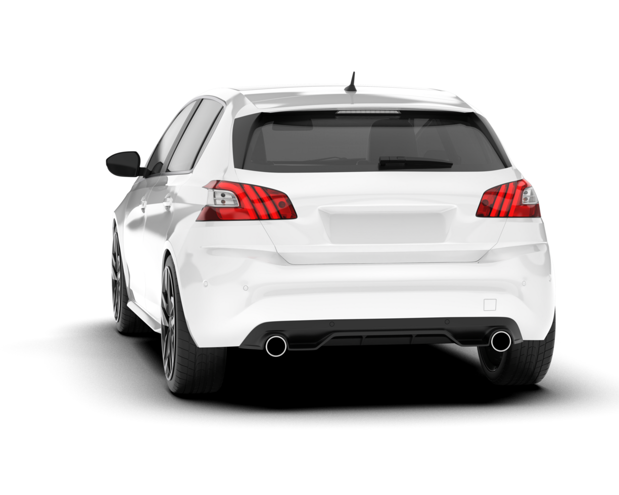 White city car isolated on transparent background. 3d rendering - illustration png