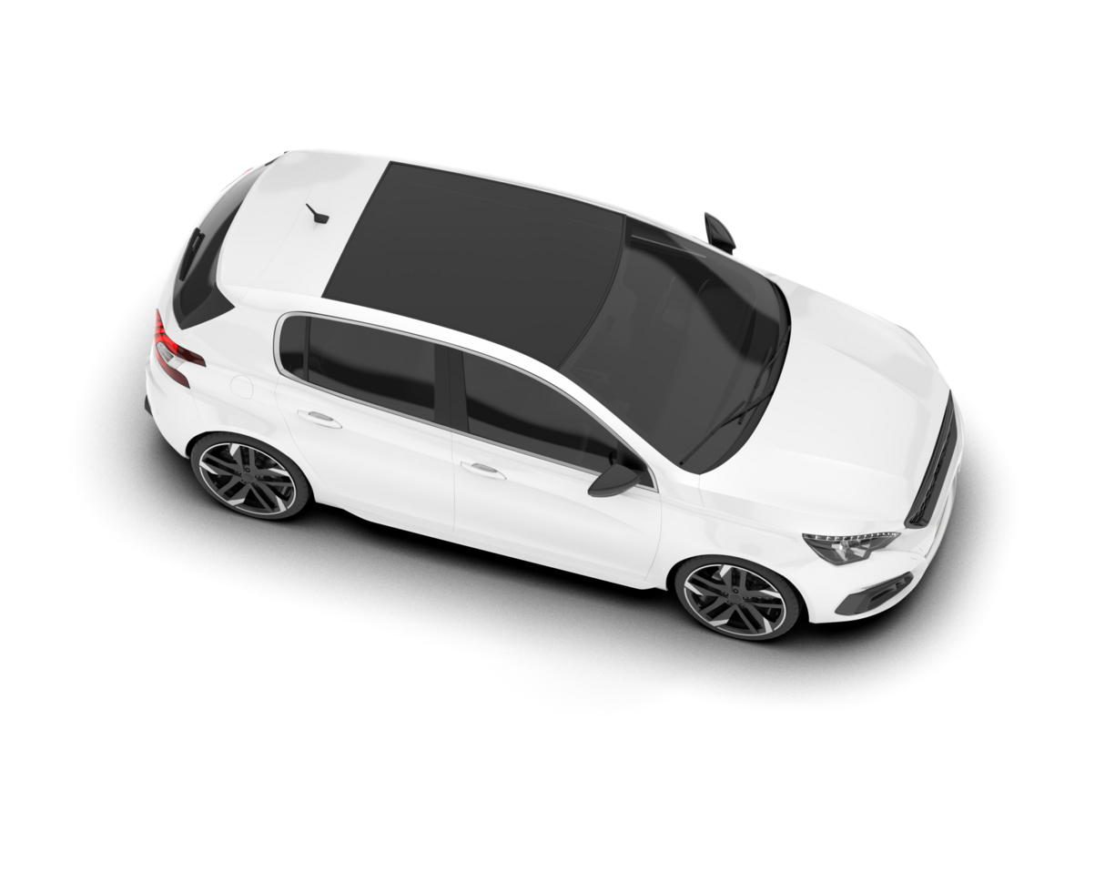 White city car isolated on transparent background. 3d rendering - illustration png