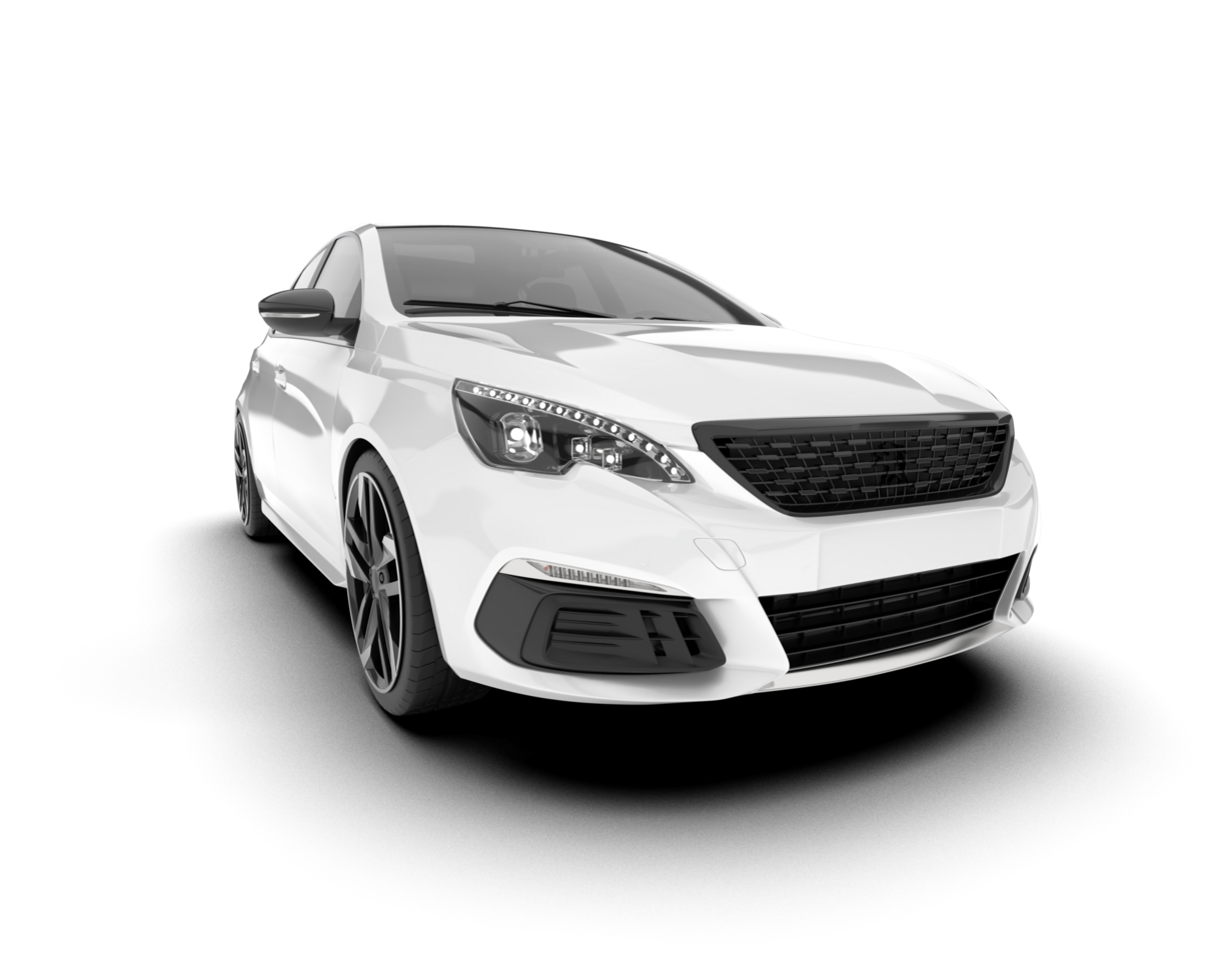White city car isolated on transparent background. 3d rendering - illustration png