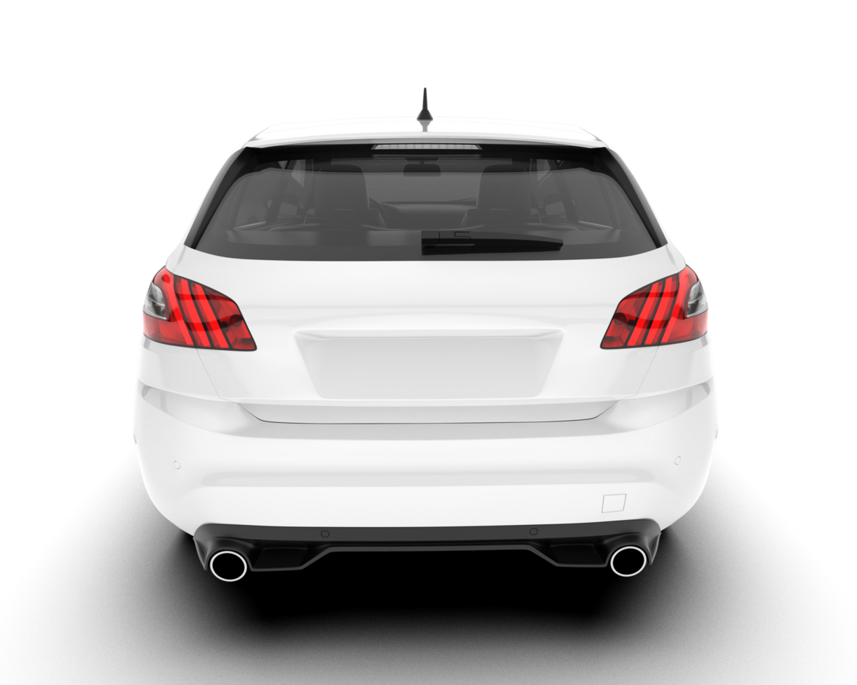 White city car isolated on transparent background. 3d rendering - illustration png