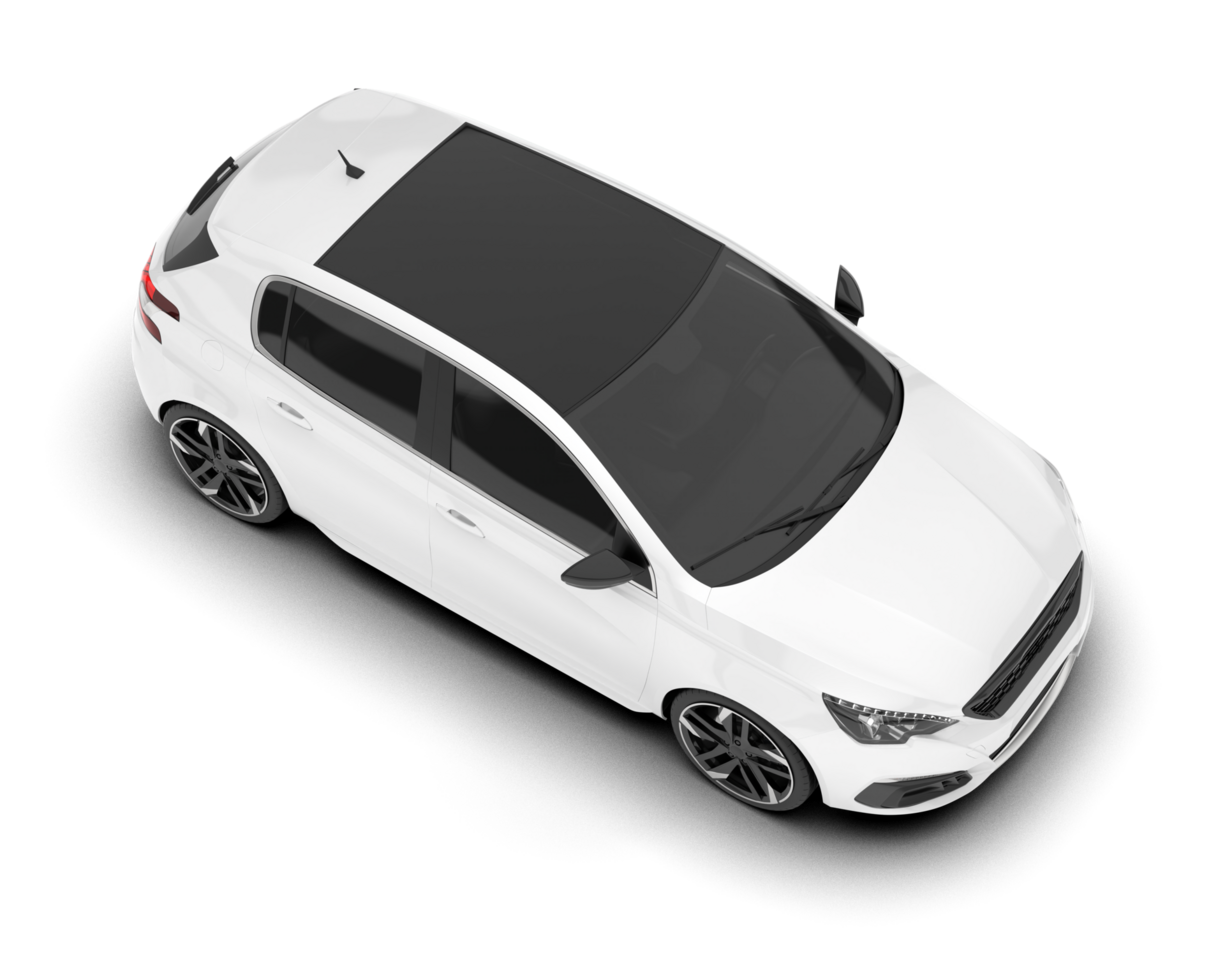 White city car isolated on transparent background. 3d rendering - illustration png
