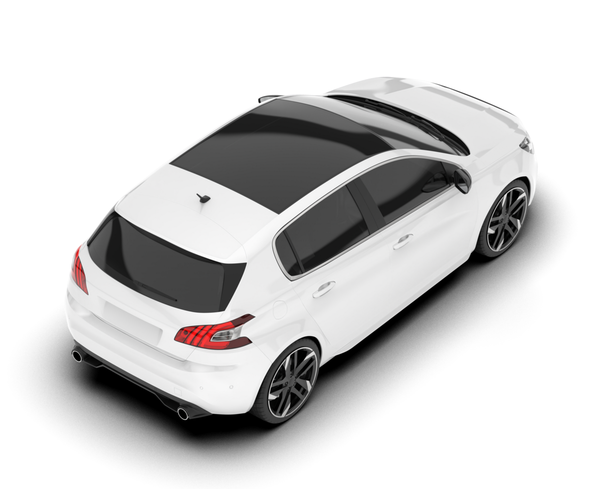 White city car isolated on transparent background. 3d rendering - illustration png