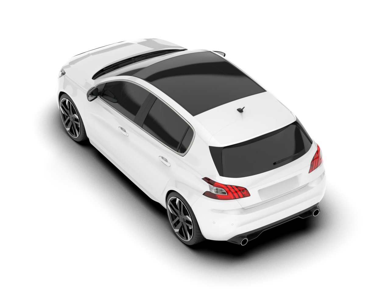 White city car isolated on transparent background. 3d rendering - illustration png