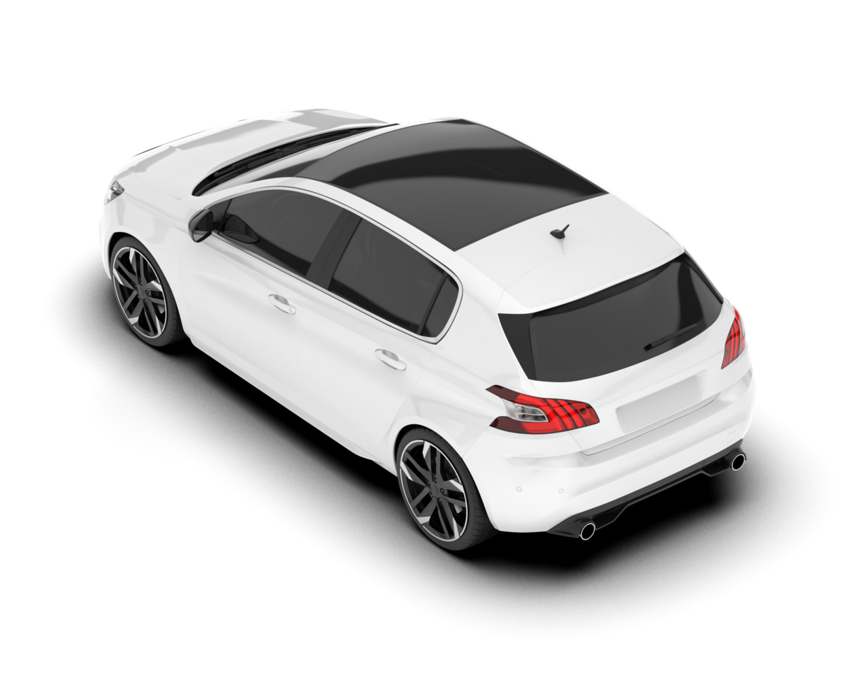 White city car isolated on transparent background. 3d rendering - illustration png