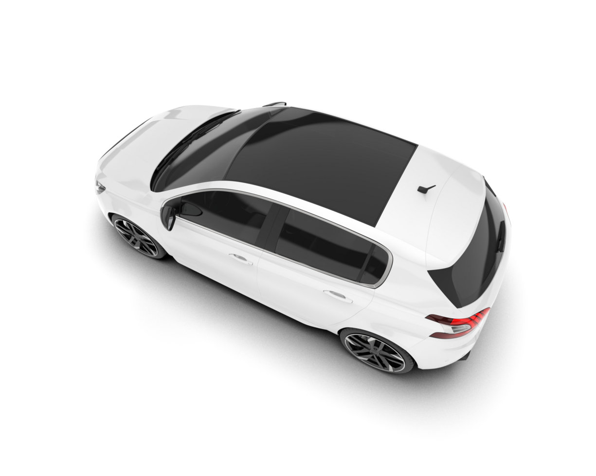 White city car isolated on transparent background. 3d rendering - illustration png