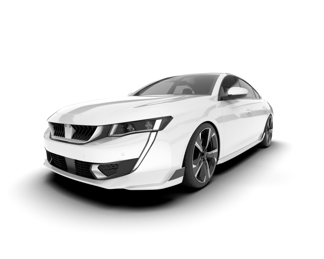 White city car isolated on transparent background. 3d rendering - illustration png