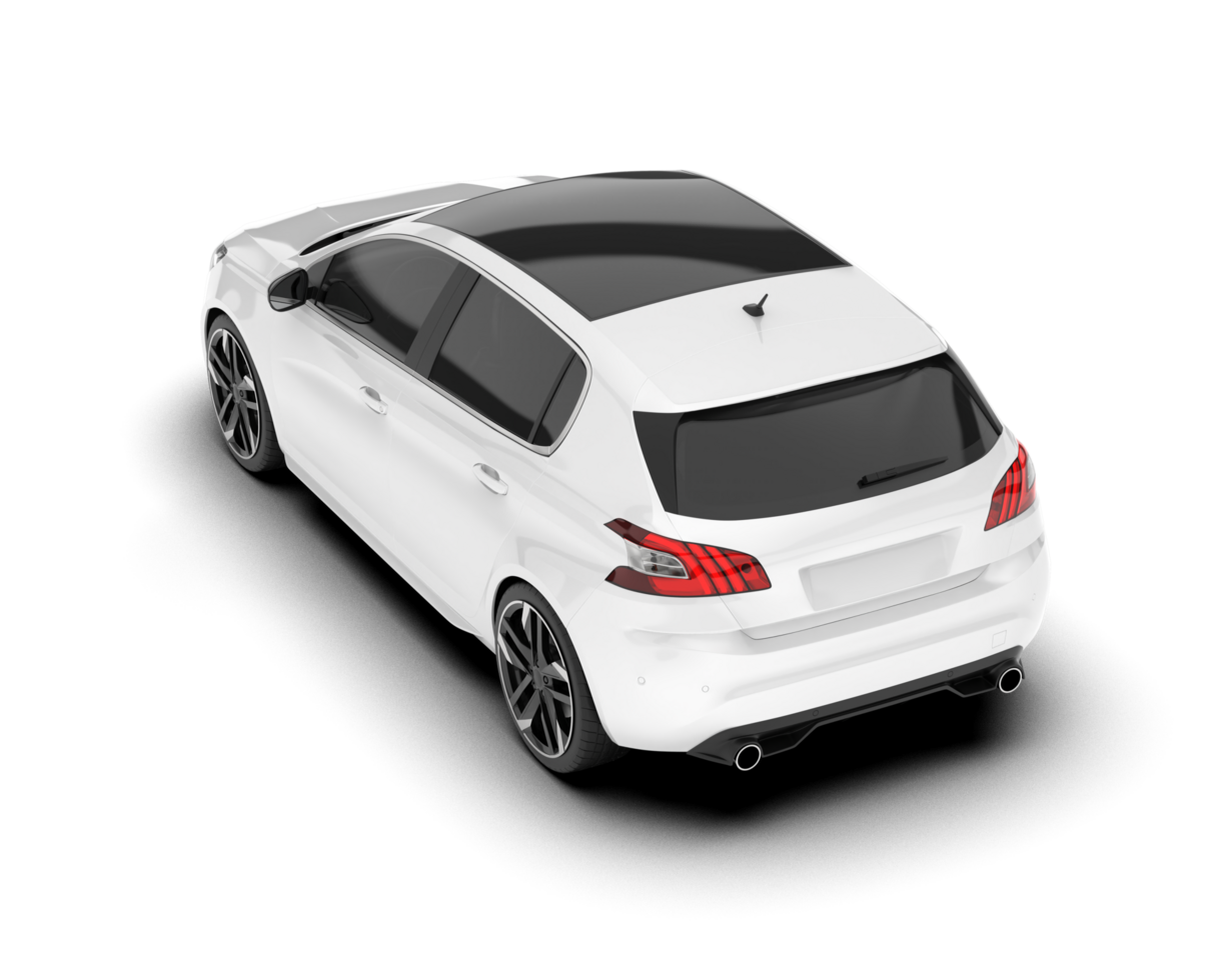 White city car isolated on transparent background. 3d rendering - illustration png