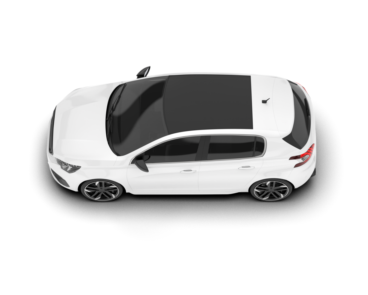 White city car isolated on transparent background. 3d rendering - illustration png