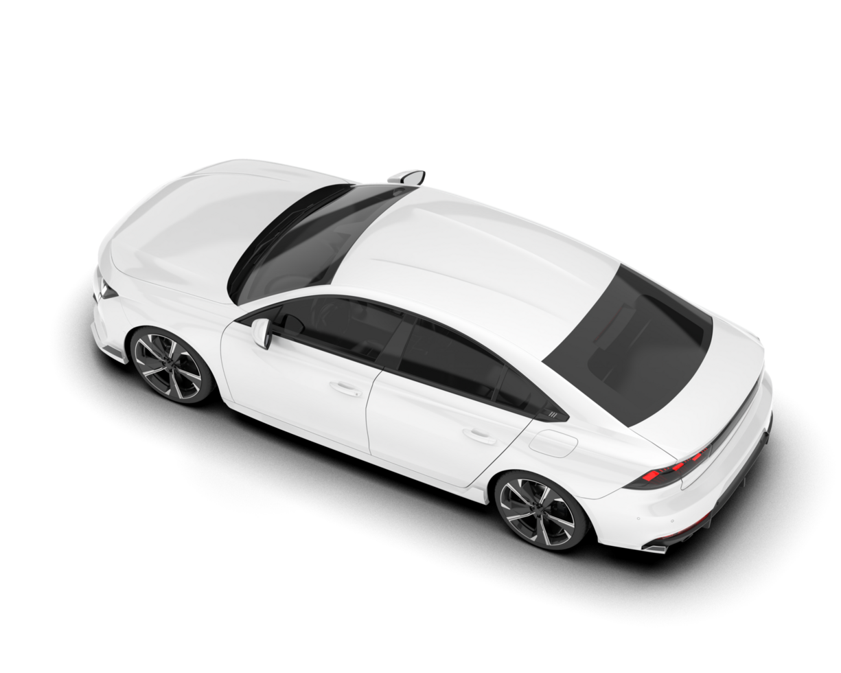 White city car isolated on transparent background. 3d rendering - illustration png