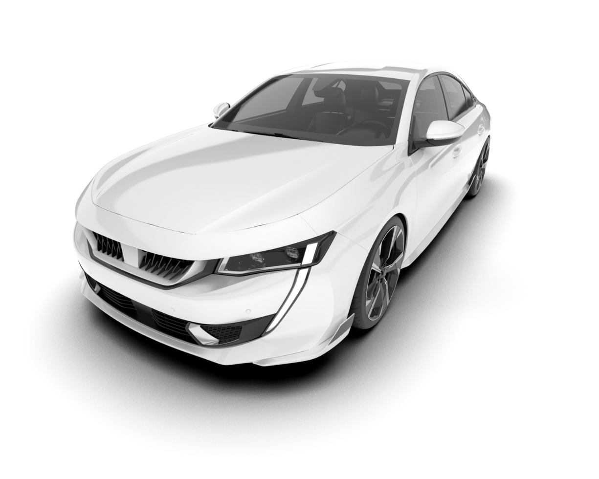 White city car isolated on transparent background. 3d rendering - illustration png